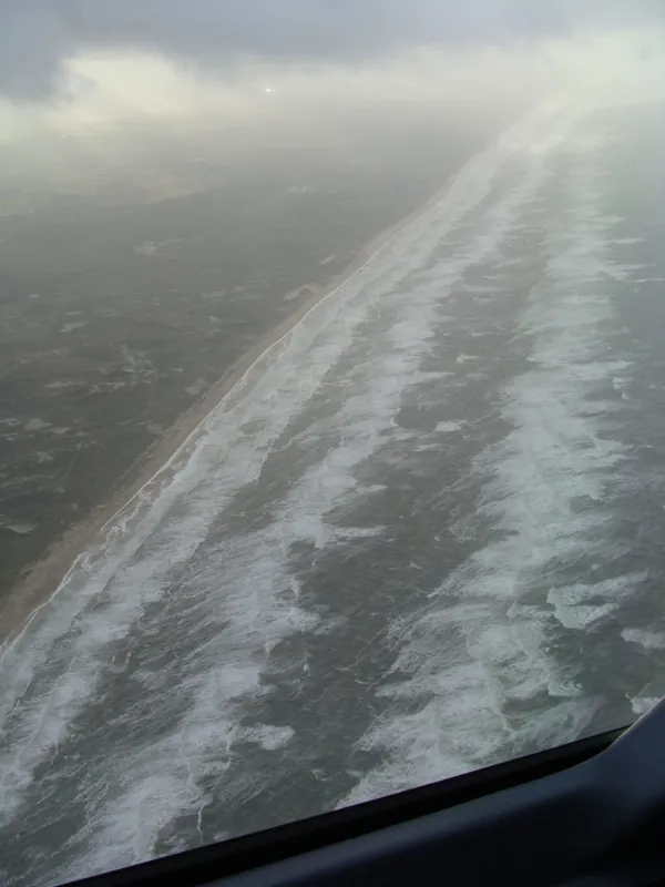 Challenging: coming home while a southwestern storm rages over the Netherlands.